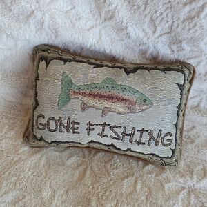 Gone Fishing Tapestry Pillow